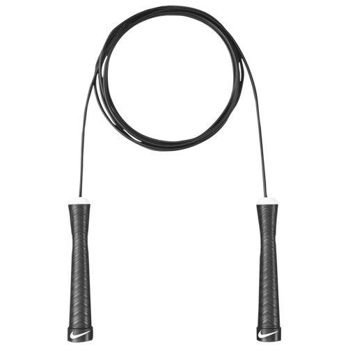 The image shows a sleek, unisex Nike speed rope with ergonomic handles, designed for smooth rotations during fitness and agility training.