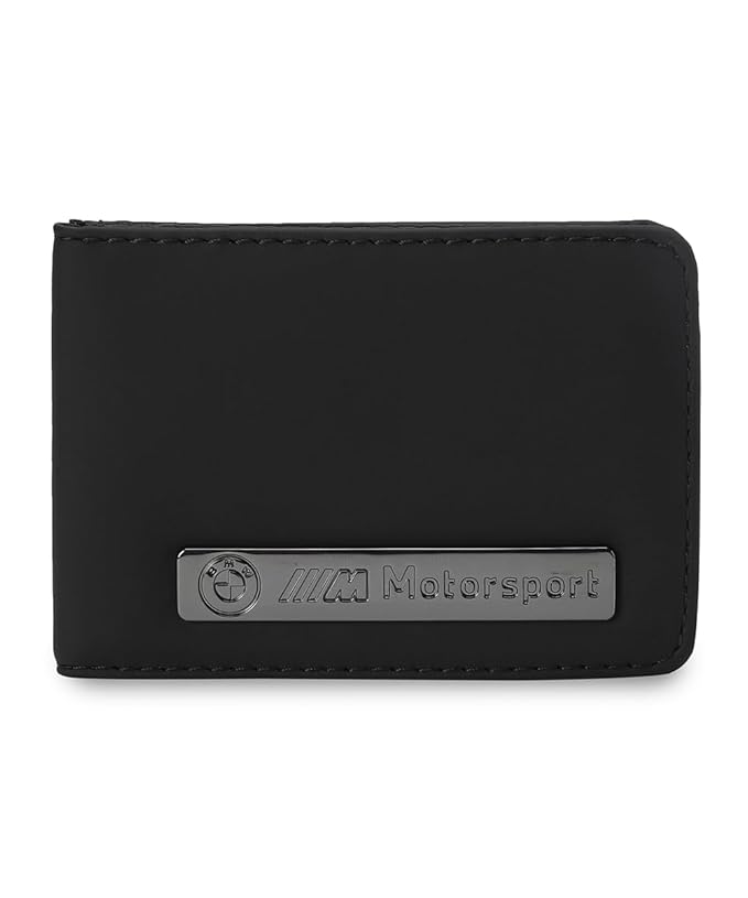 Side view of PUMA Unisex Lifestyle Wallet, showcasing the multiple compartments, durable material, and iconic PUMA logo, designed for both style and practicality.