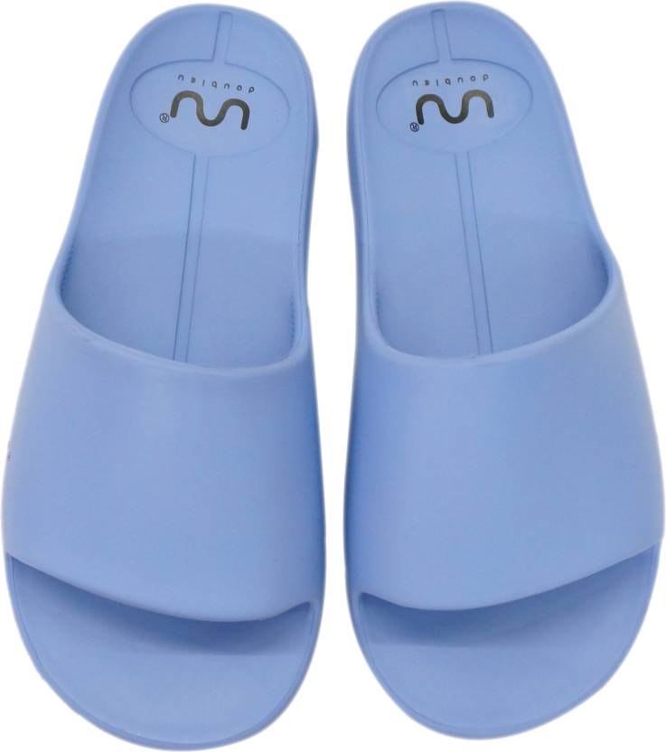 Doubleu Slide displayed from various angles, featuring adjustable straps, cushioned footbed, and stylish design