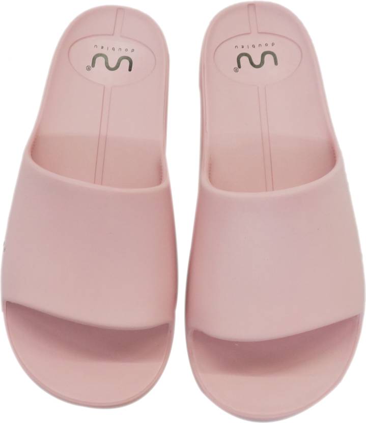 Doubleu Slide displayed from various angles, featuring adjustable straps, cushioned footbed, and stylish design