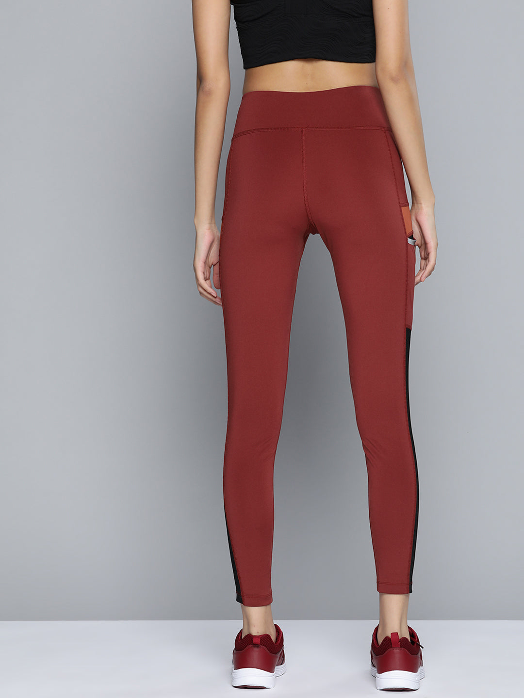 Alcis Alcis Women Plum and Orange Colorblocked Tights Women's Tights