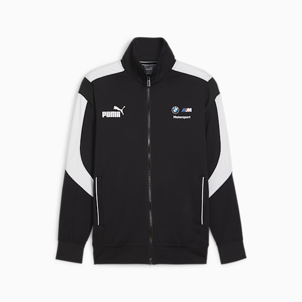 Front view of PUMA Men's Winter Jacket, highlighting the insulated design, sleek fit, and signature PUMA logo, ideal for cold-weather wear.