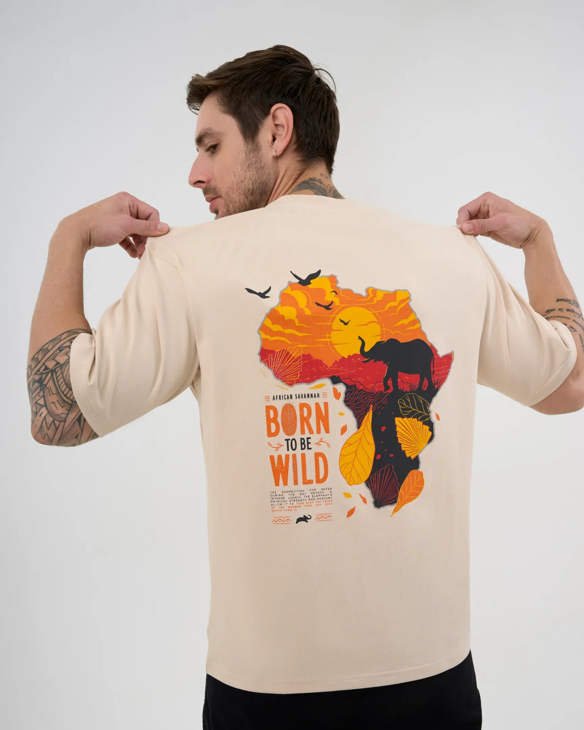 DCYPHR DISCOVERY Men's Born To Be Wild Graphic Tee-Ivory Mist