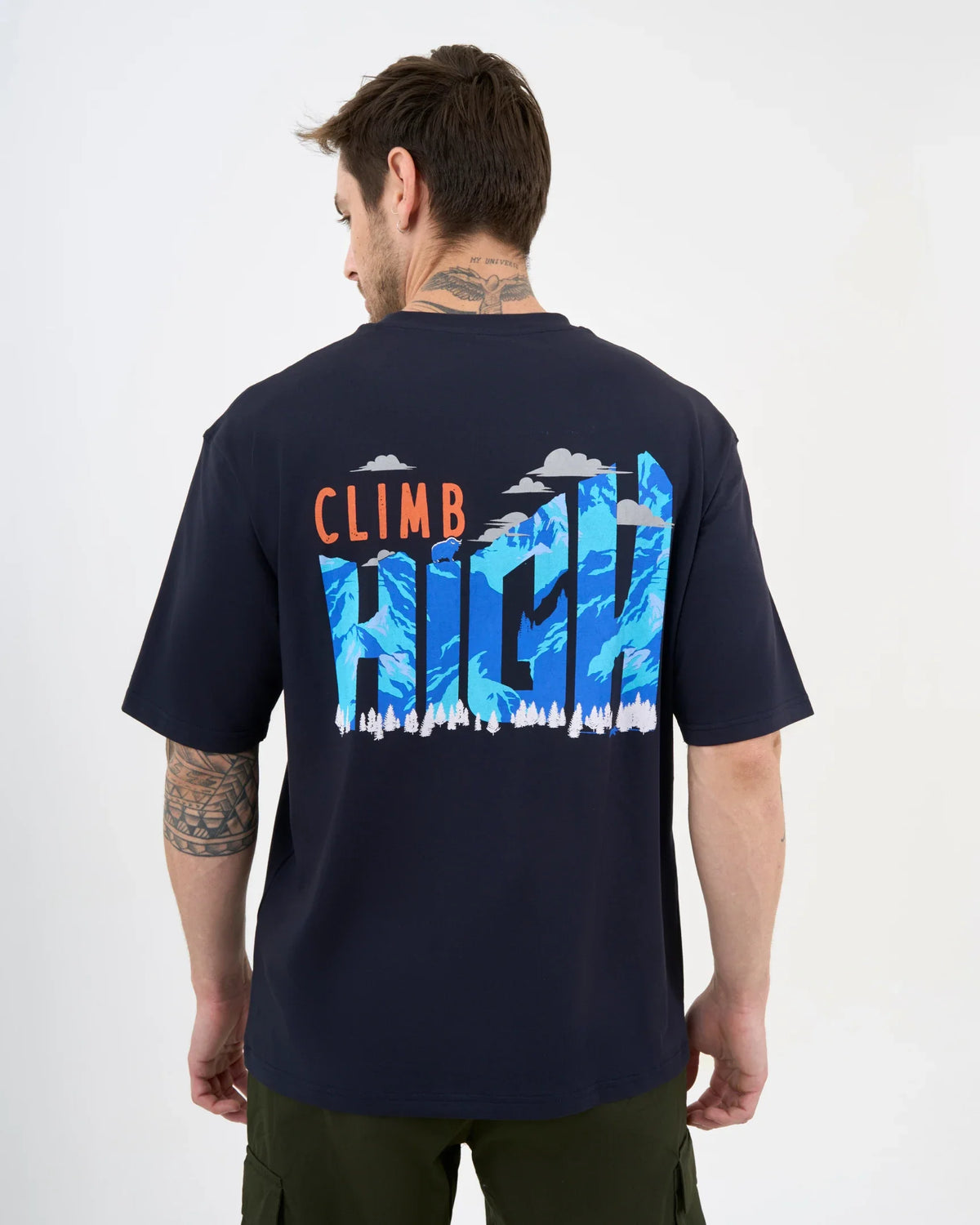 DCYPHR DISCOVERY Men's Climb High Graphic Tee-Night Lagoon