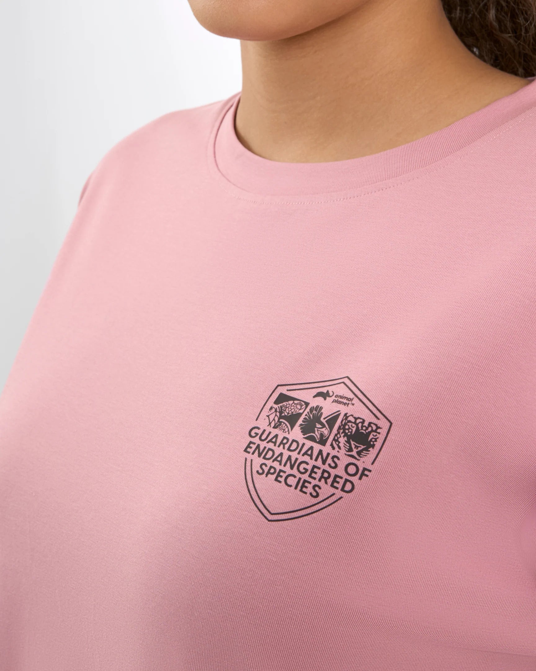DCYPHR DISCOVERY Women's Snow Leopard Graphic Tee-Dusk Pink