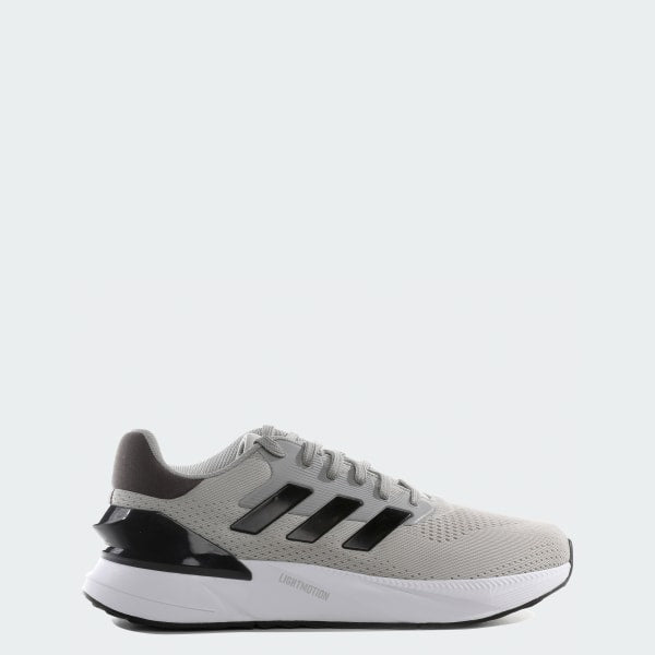 The image shows the ADIDAS LightRun lit Men’s Lace-Up Running Footwear from a side angle showcasing its breathable mesh upper, lightweight construction, and sleek design