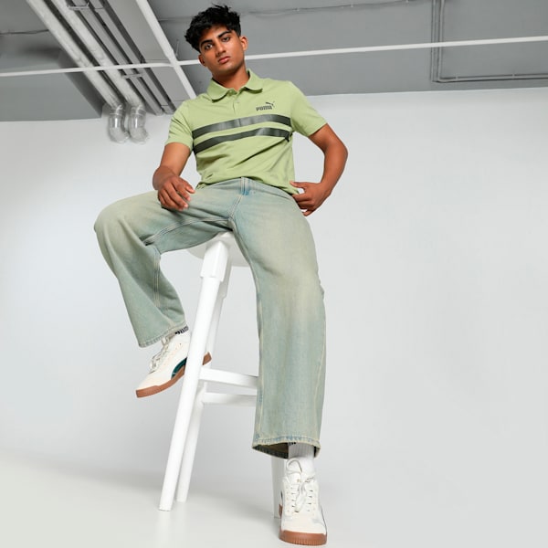 Puma ESS Striper polo Calming Green Men's Polo T-Shirts