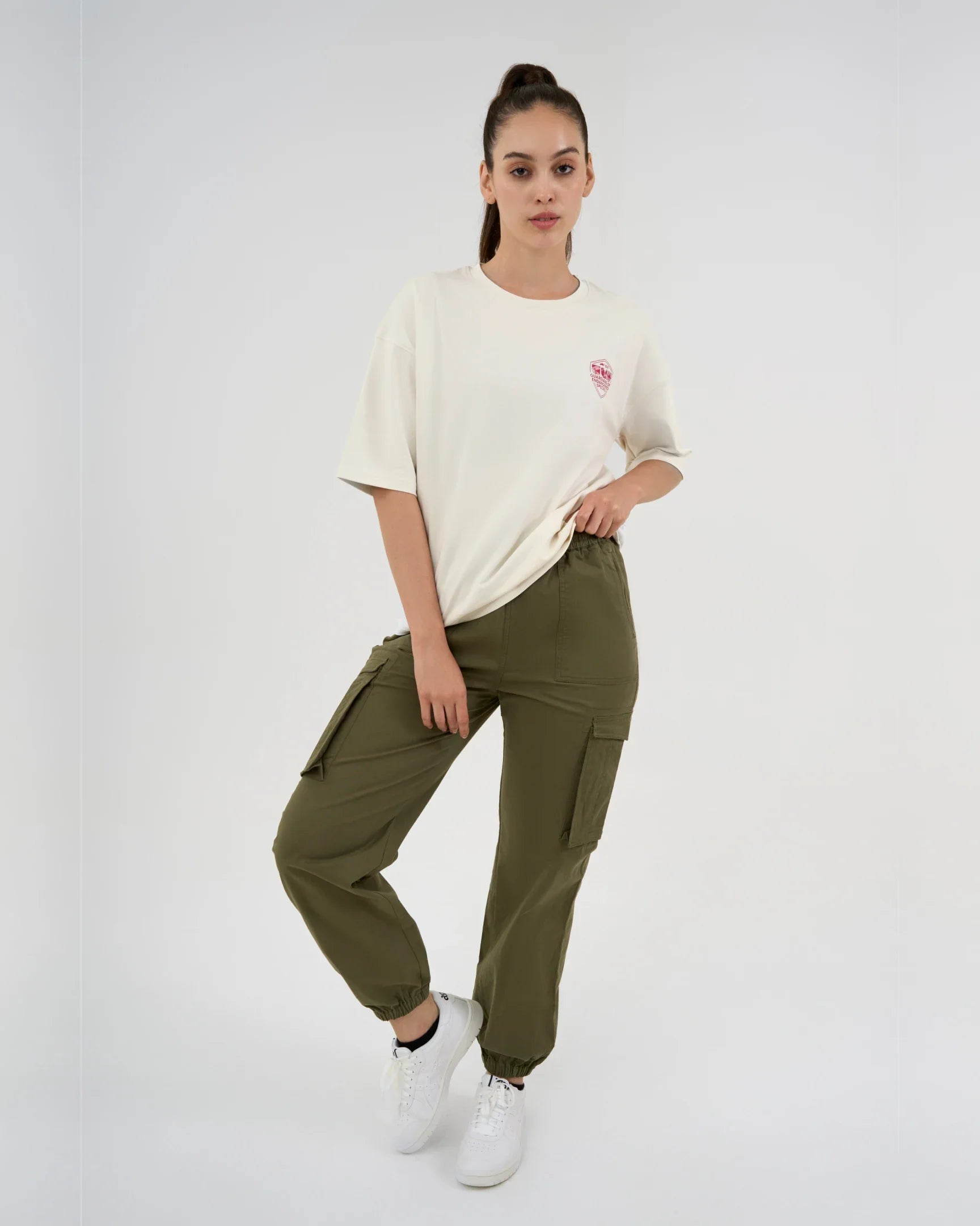 DCYPHR DISCOVERY Women's Galapagos Penguin Graphic Tee-Off-white