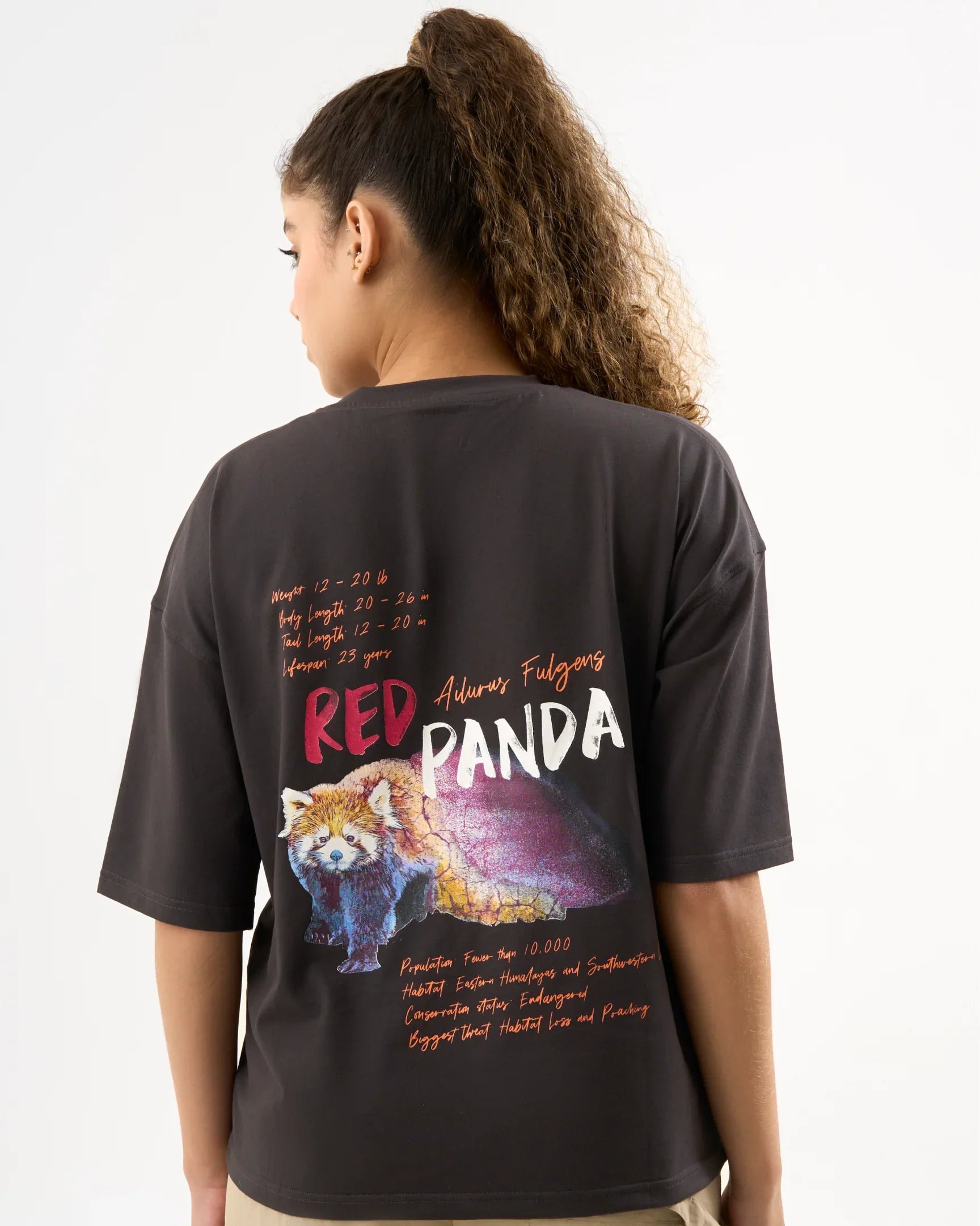 DCYPHR DISCOVERY Women's Red Panda Graphic Tee-Dark Night