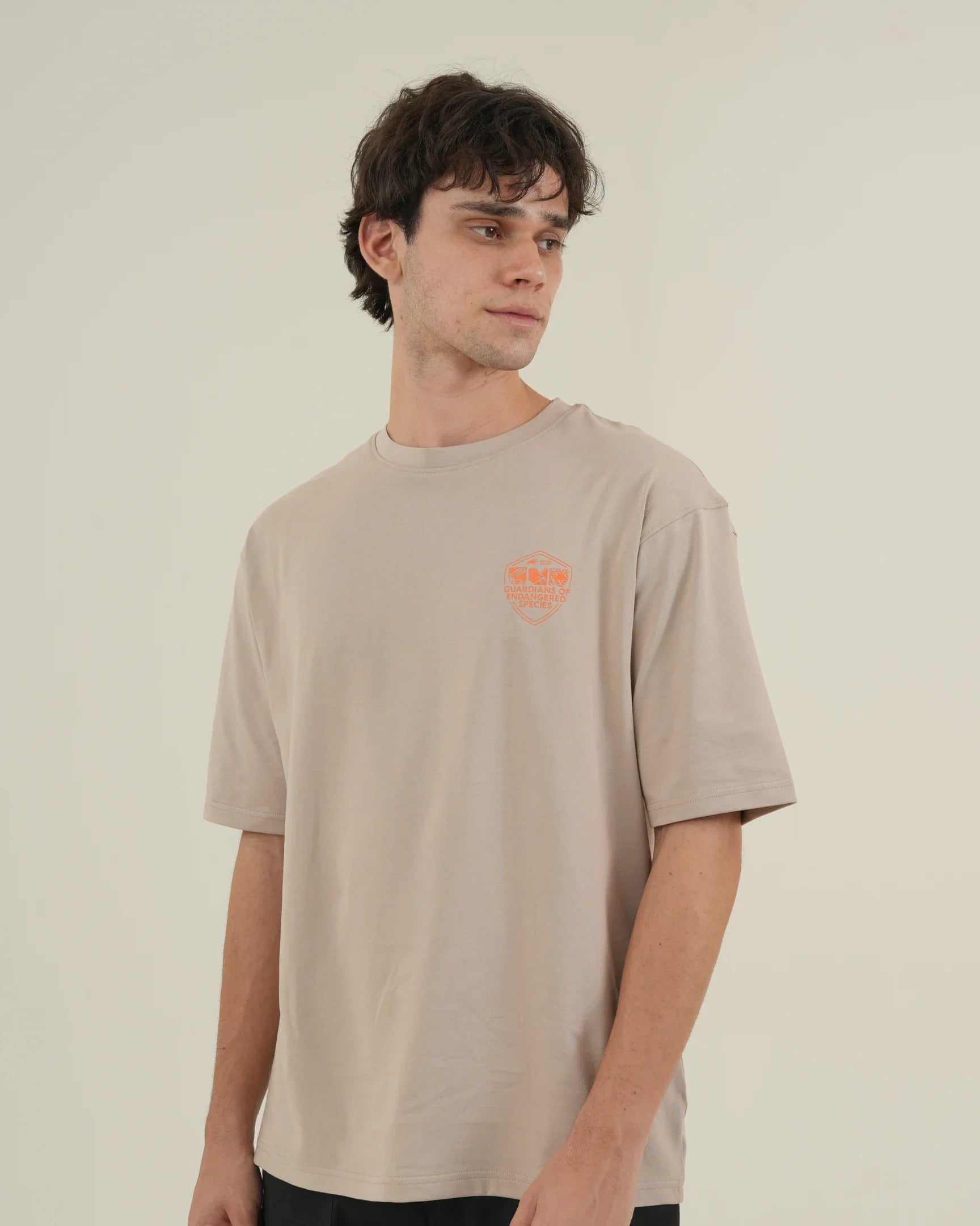 DCYPHR DISCOVERY Men's Rhinoceros Graphic Tee-Dune Earth