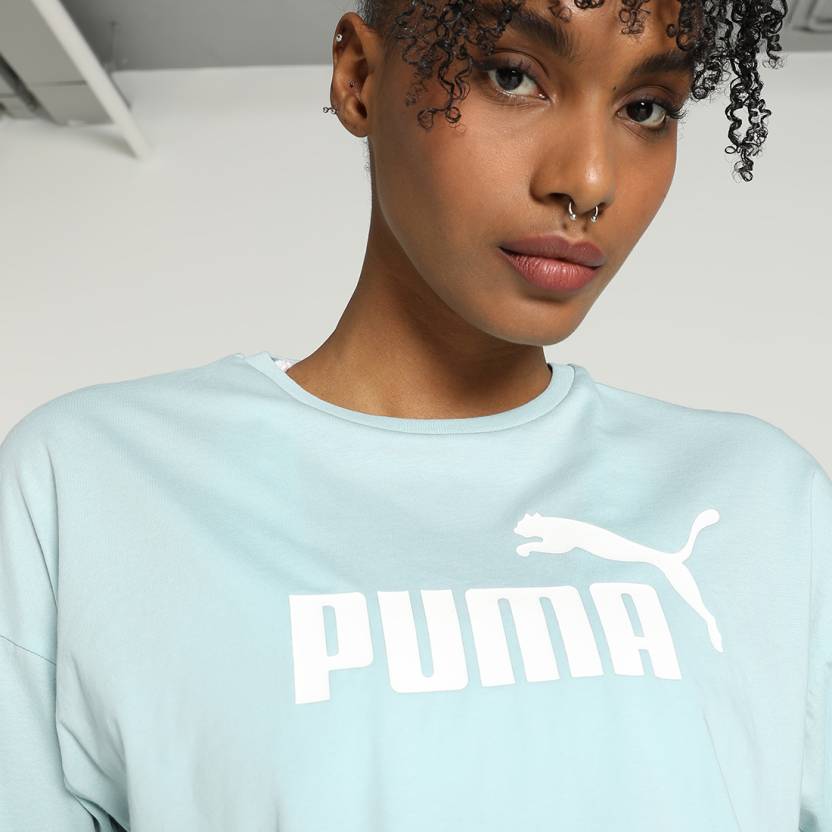 Puma ESS Cropped Logo Tee Turquoise Surf Men's T-Shirts