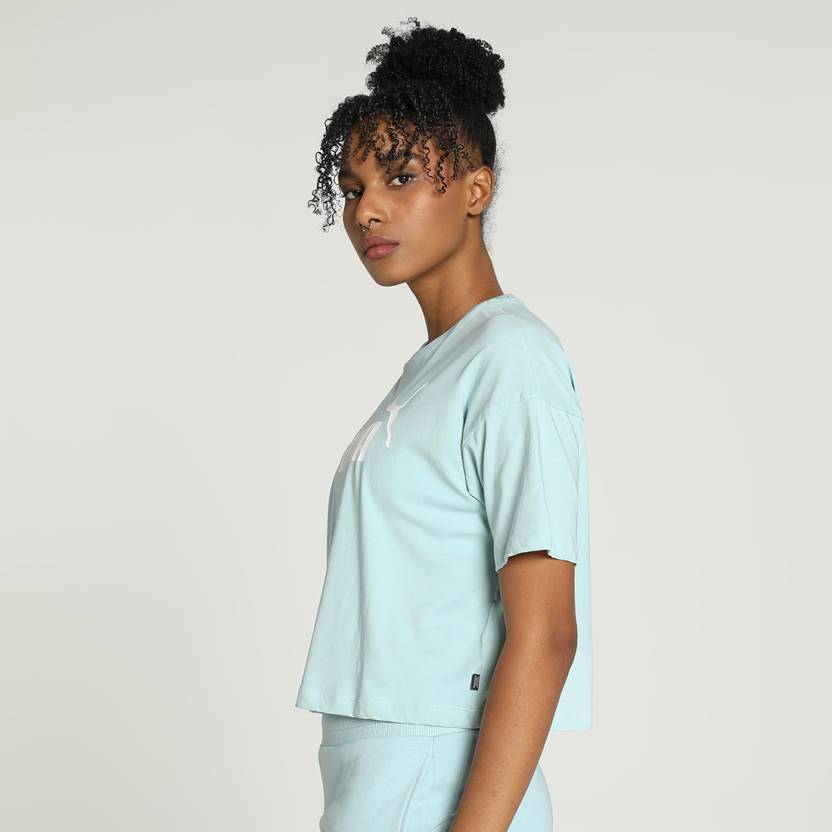 Puma ESS Cropped Logo Tee Turquoise Surf Men's T-Shirts