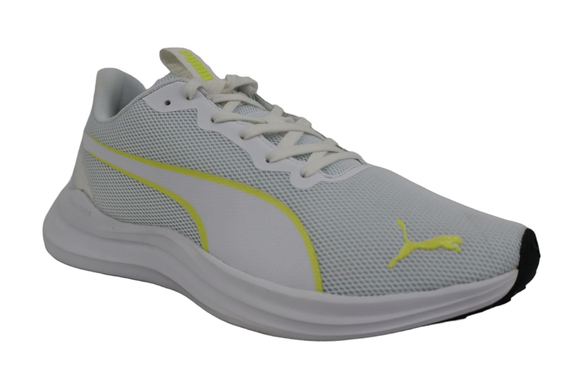 Side view of PUMA Men's Running Lace-Up Sneakers, showcasing the breathable upper, cushioned midsole, durable outsole, and iconic PUMA logo, designed for comfort and performance in running.