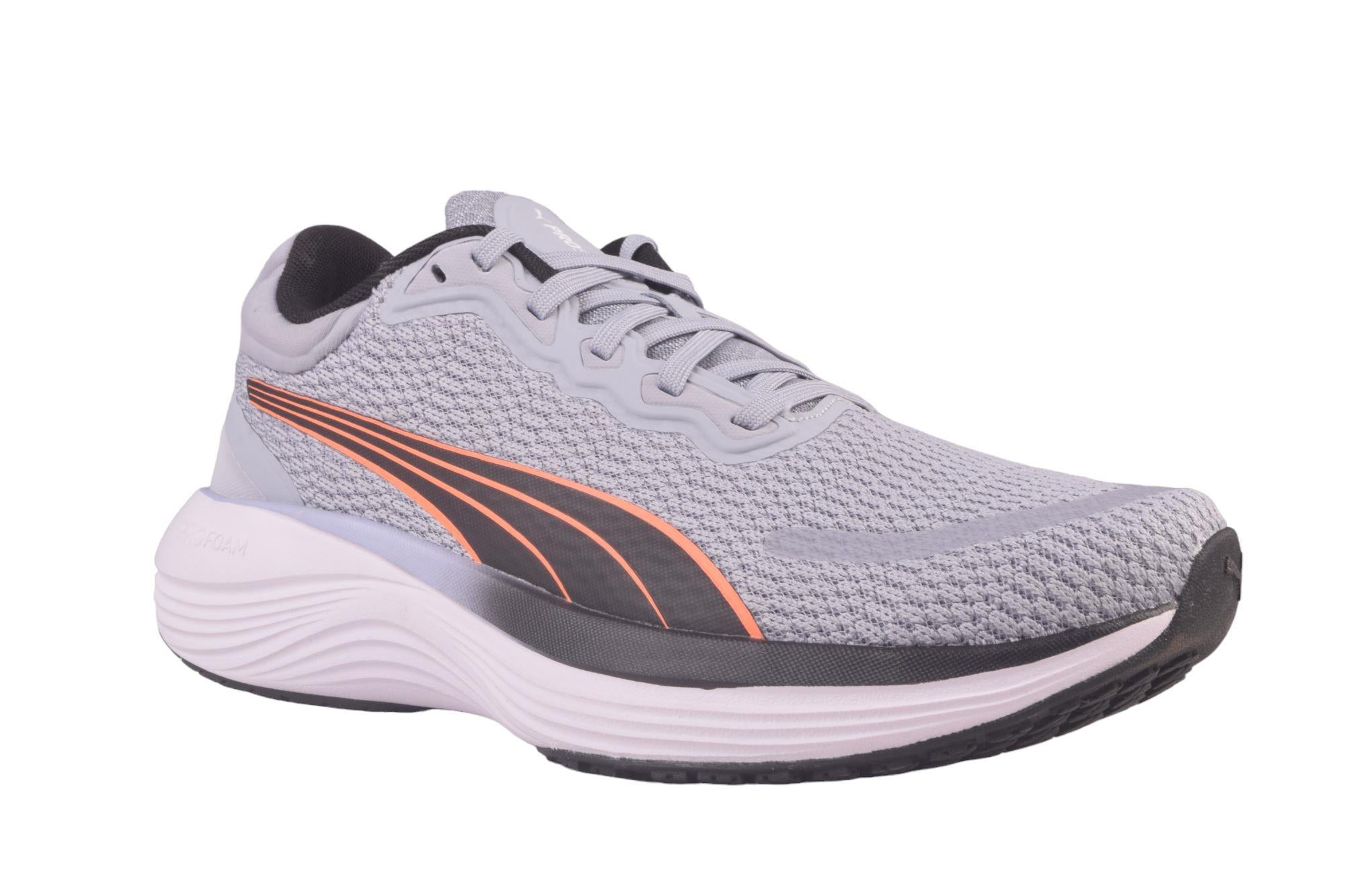 Side view of PUMA Men's Running Lace-Up Sneakers, showcasing the breathable upper, cushioned midsole, durable outsole, and iconic PUMA logo, designed for comfort and performance in running.