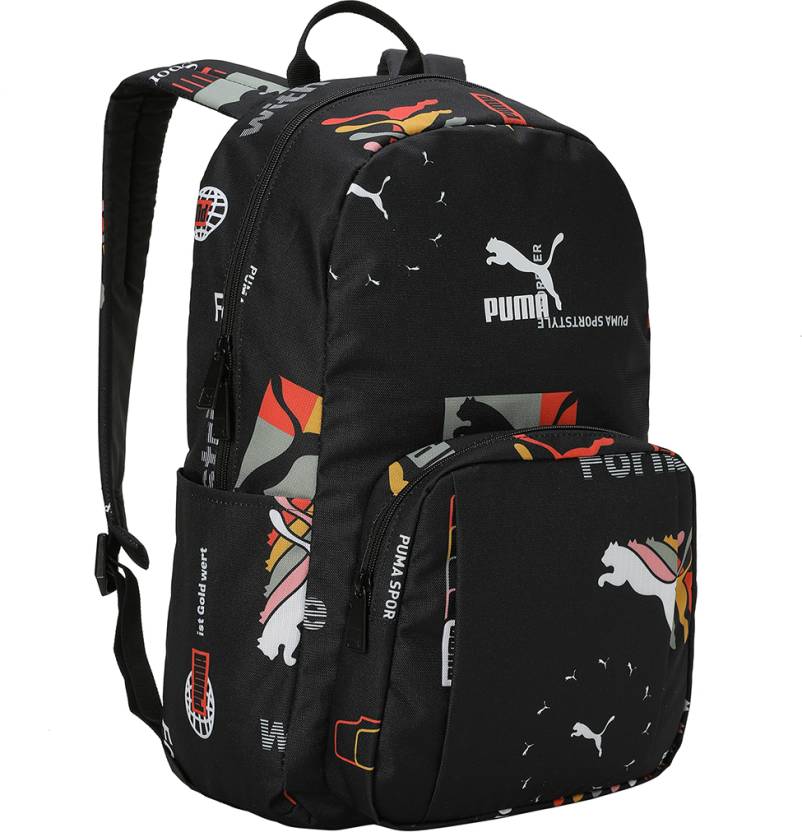 Front view of PUMA Unisex Backpack, showcasing the spacious main compartment, adjustable straps, padded back panel, and iconic PUMA logo, designed for everyday use and comfort.