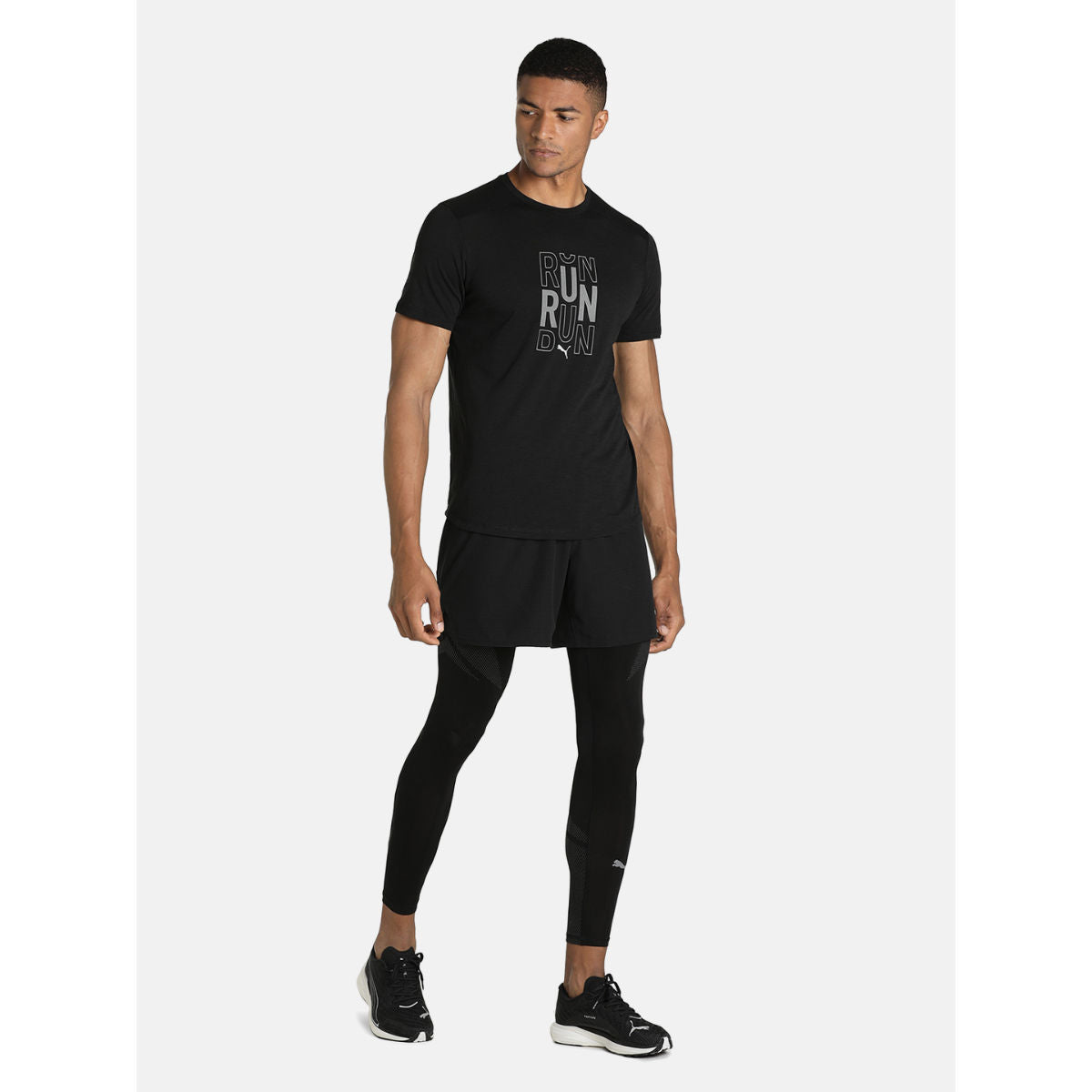 Puma RUN LOGO SS TEE M Puma Black Men's T-Shirt-66030501