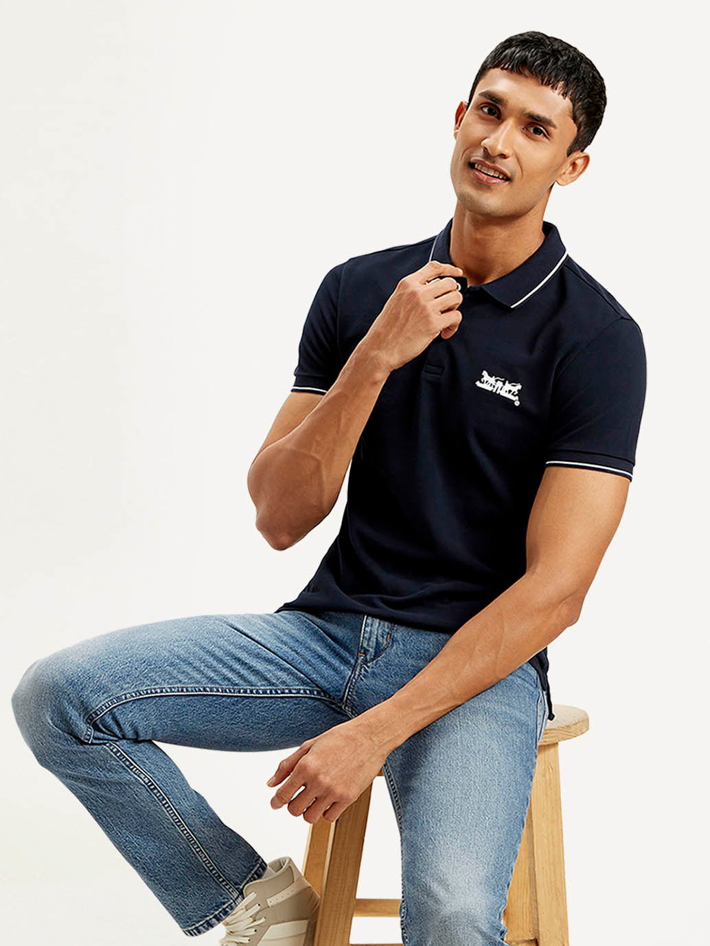 Levi’s Men’s Polo featuring a soft, breathable fabric with a classic collar, designed for a stylish and comfortable fit suitable for any casual occasion.