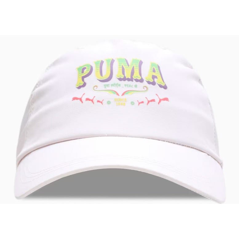 Side view of PUMA Unisex Lifestyle Cap, highlighting the adjustable strap, breathable fabric, and iconic PUMA logo, designed for a comfortable and stylish fit during casual wear.