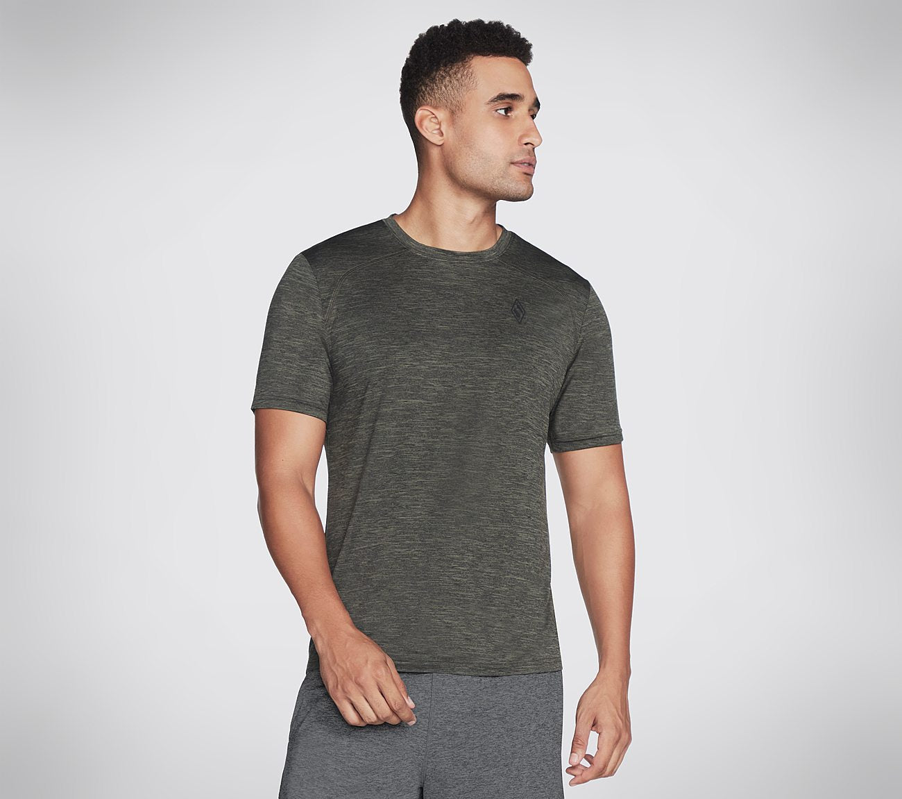 Front view of Skechers On The Road Tee Men's crew-neck tee with breathable, modern design