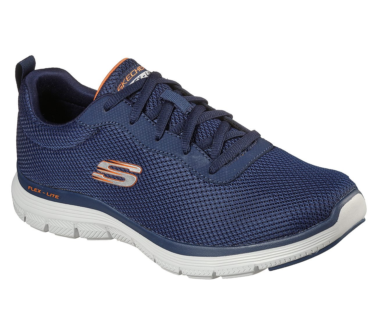 Side view of Skechers Flex Advantage 4.0 - Providen men's lace-up shoes showcasing the breathable upper and sleek profile