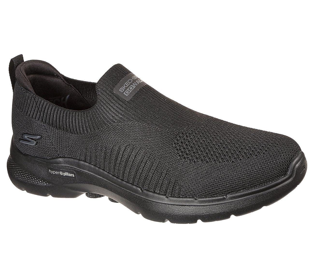 Side view of Skechers GO WALK 6 Men's slip-on shoes showcasing the breathable upper and sleek design