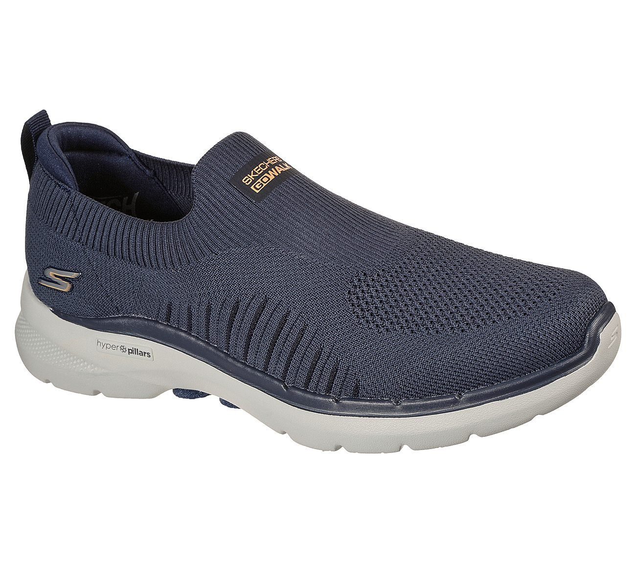 Side view of Skechers GO WALK 6 Men's slip-on shoes showcasing the breathable upper and sleek design