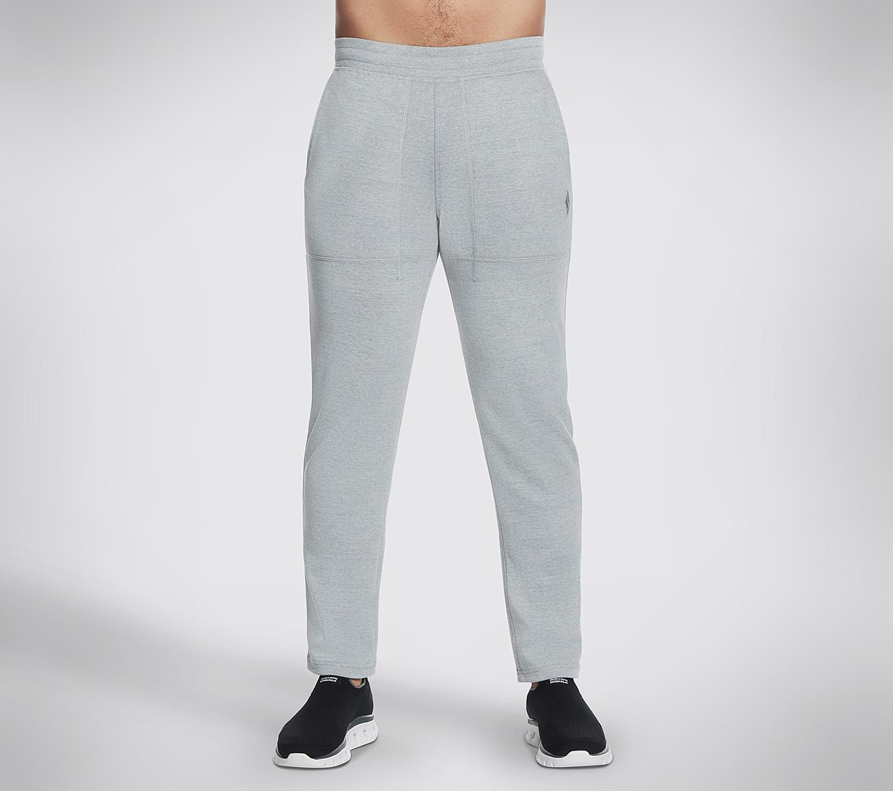 Side view of Skechers GOKnit Pique Lounge Pant Men's lower activewear showcasing relaxed fit and soft breathable fabric