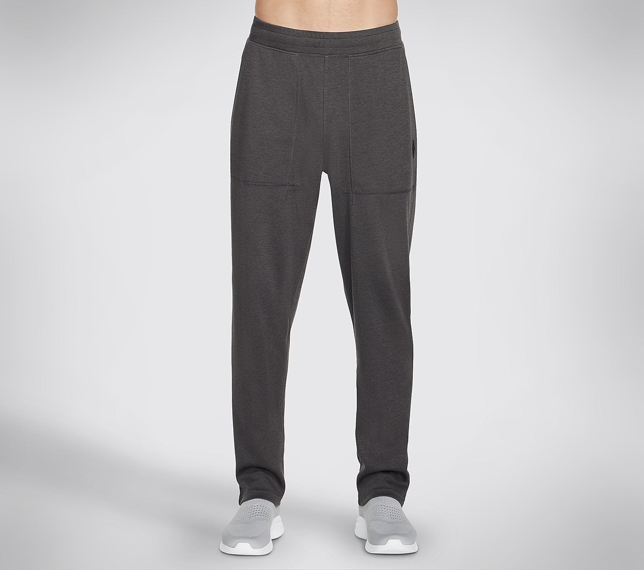 Side view of Skechers GOKnit Pique Lounge Pant Men's lower activewear showcasing relaxed fit and soft breathable fabric