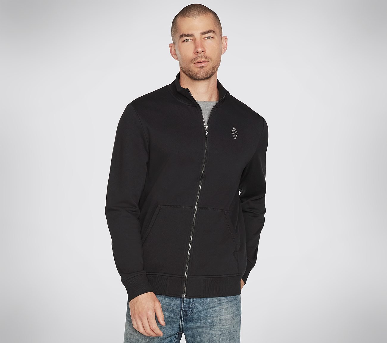 Side view of Skechers The Hoodless Hoodie GoWalk EV Men's jacket with modern design