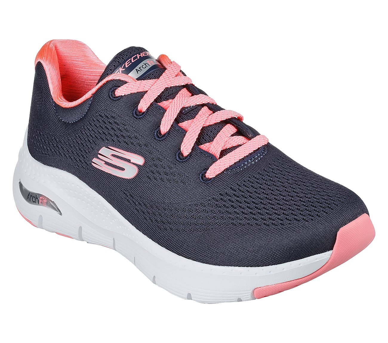 Side-angle view of Skechers Arch Fit - Big Appeal women's lace-up footwear in an active setting