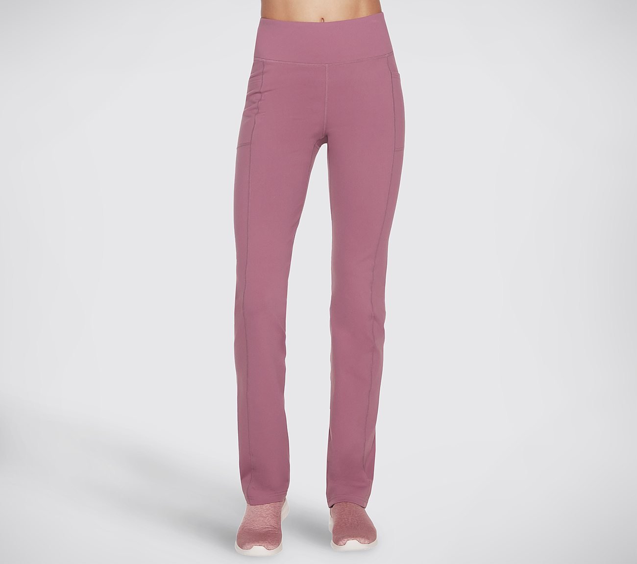 The image showcases sleek and modern women's activewear pants in a flattering cut, photographed from a front angle with a slight side profile to highlight the design and fit