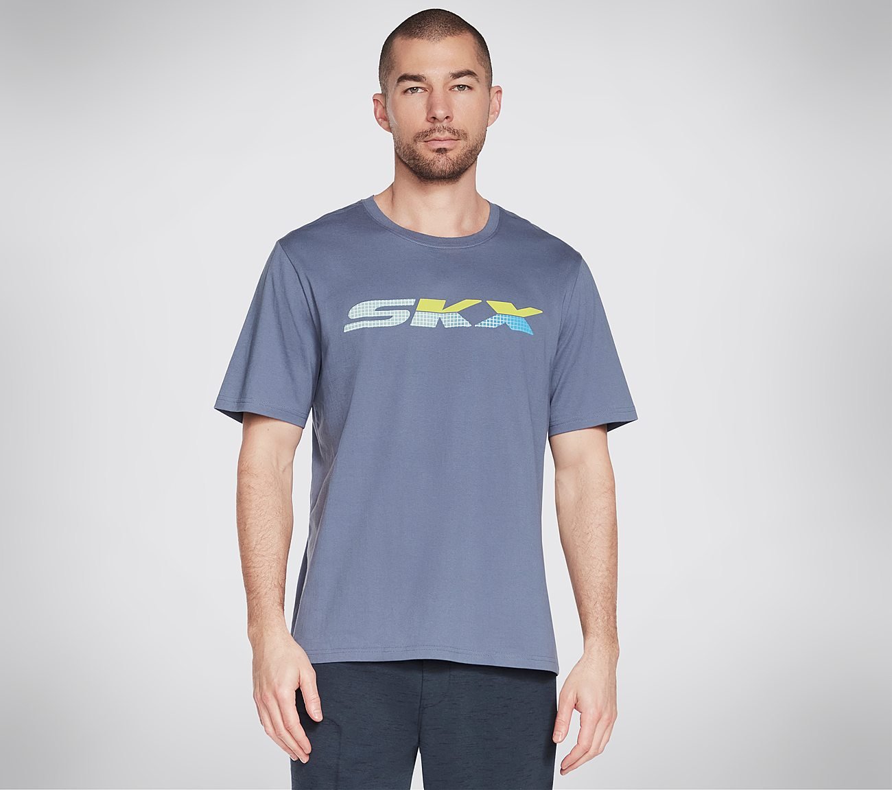 Front view of Skechers SKX Phantom Tee Men's crew-neck tee with sleek, modern design