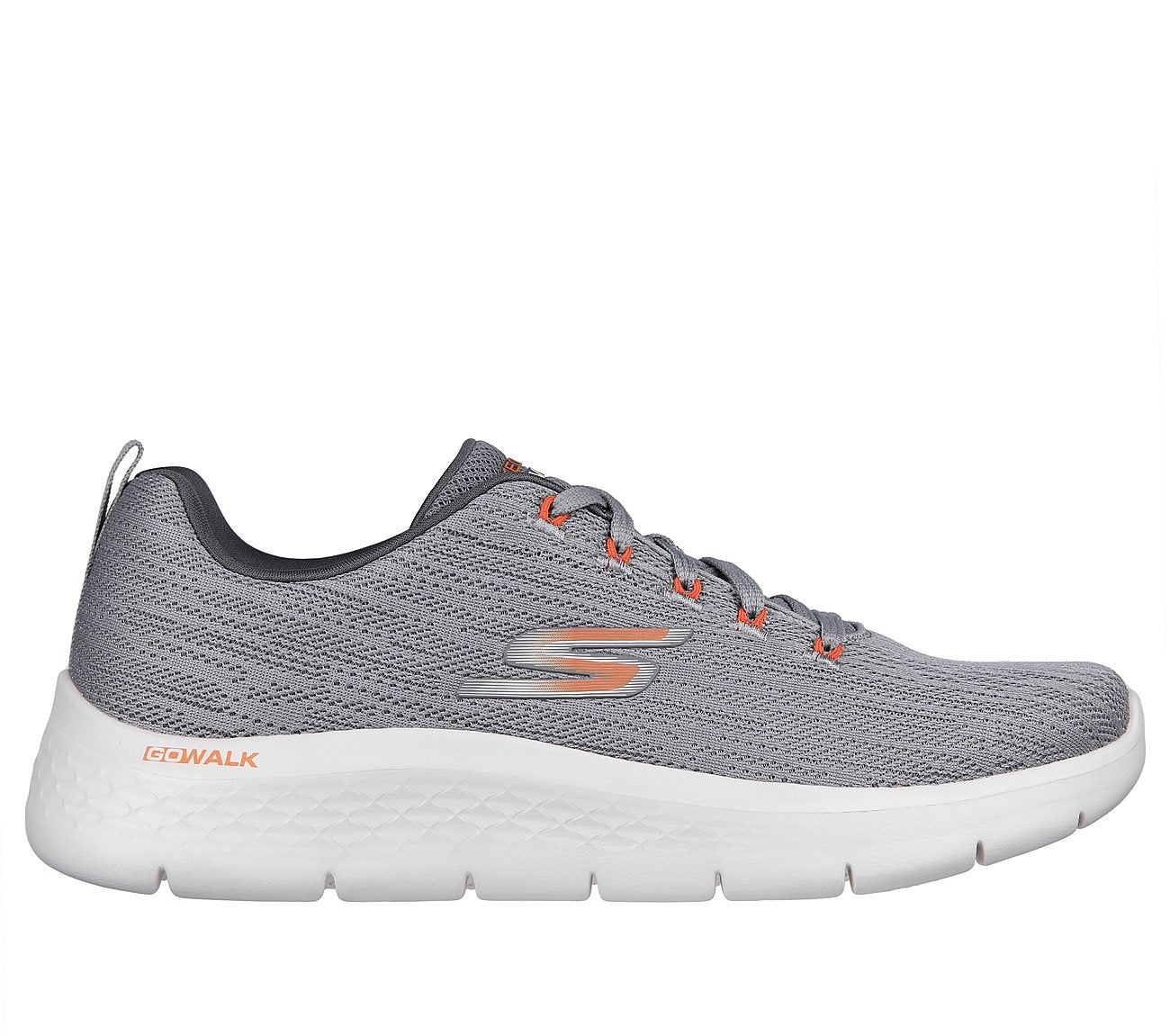 Side view of Skechers GO WALK Flex Men's lace-up active shoes with breathable upper and sleek design