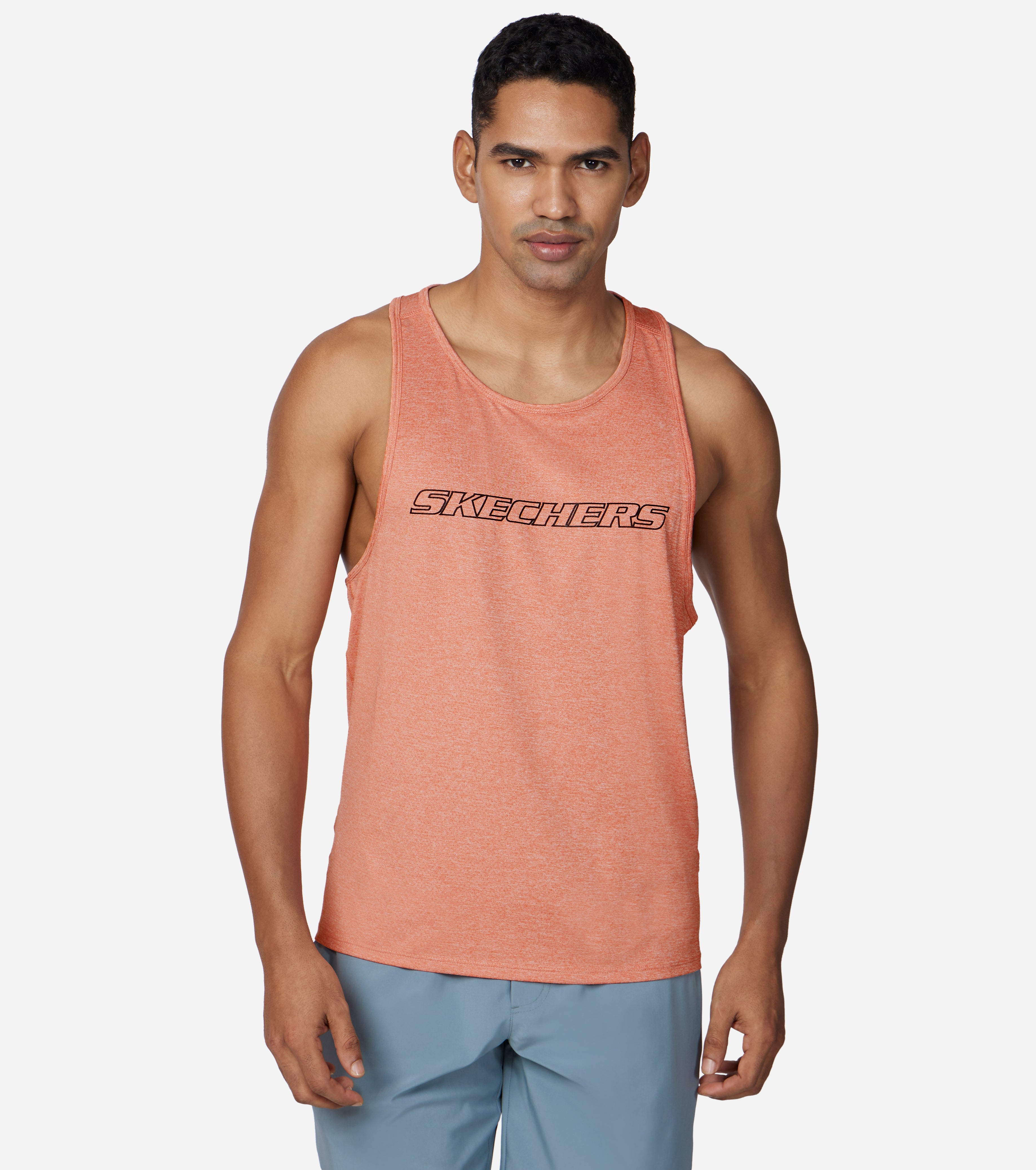 Front view of Skechers Godri Skech Air Outp Men's tank showcasing breathable fabric and modern design