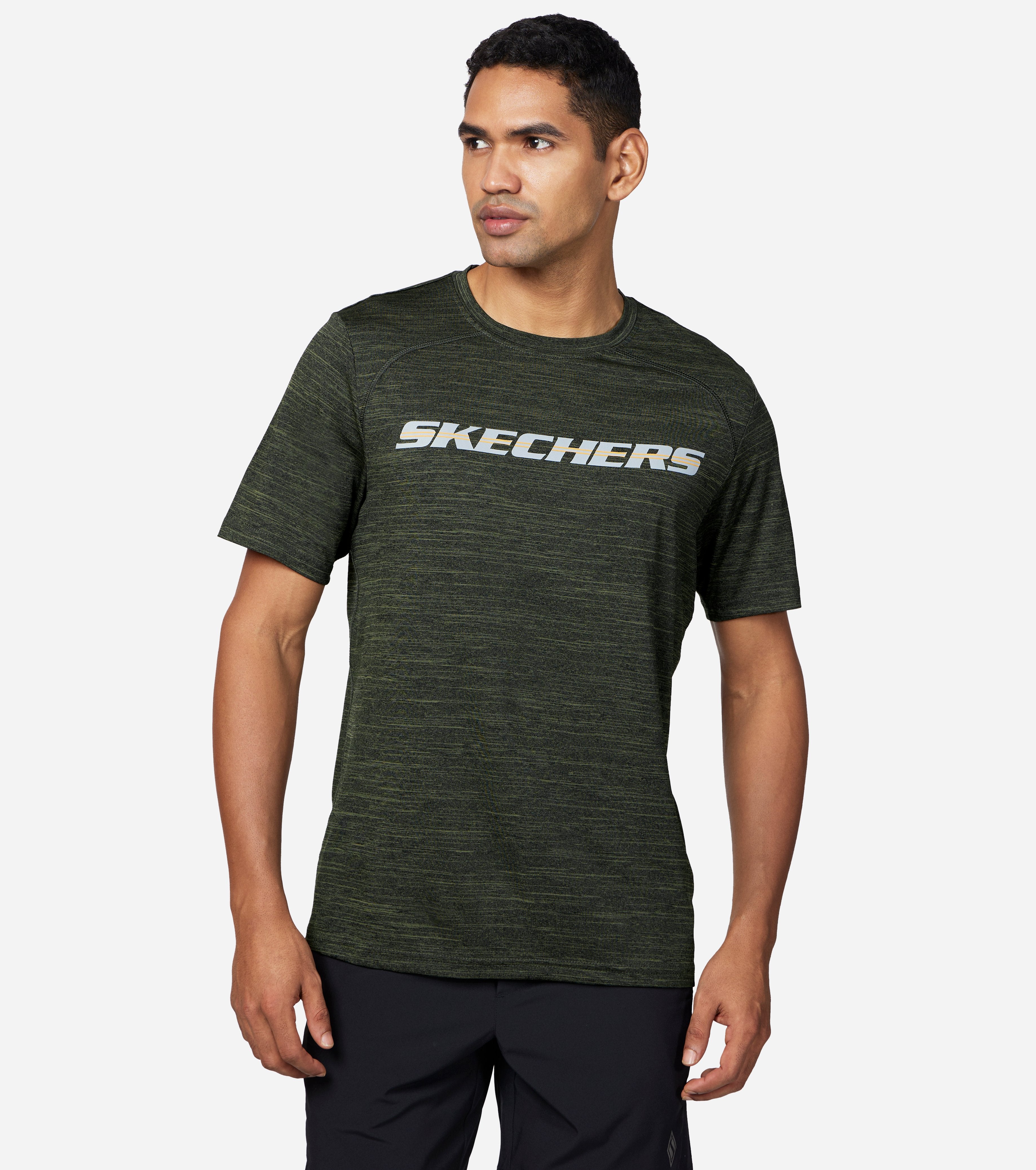 Side view of Skechers On The Road Motion T Men's crew-neck tee with breathable design