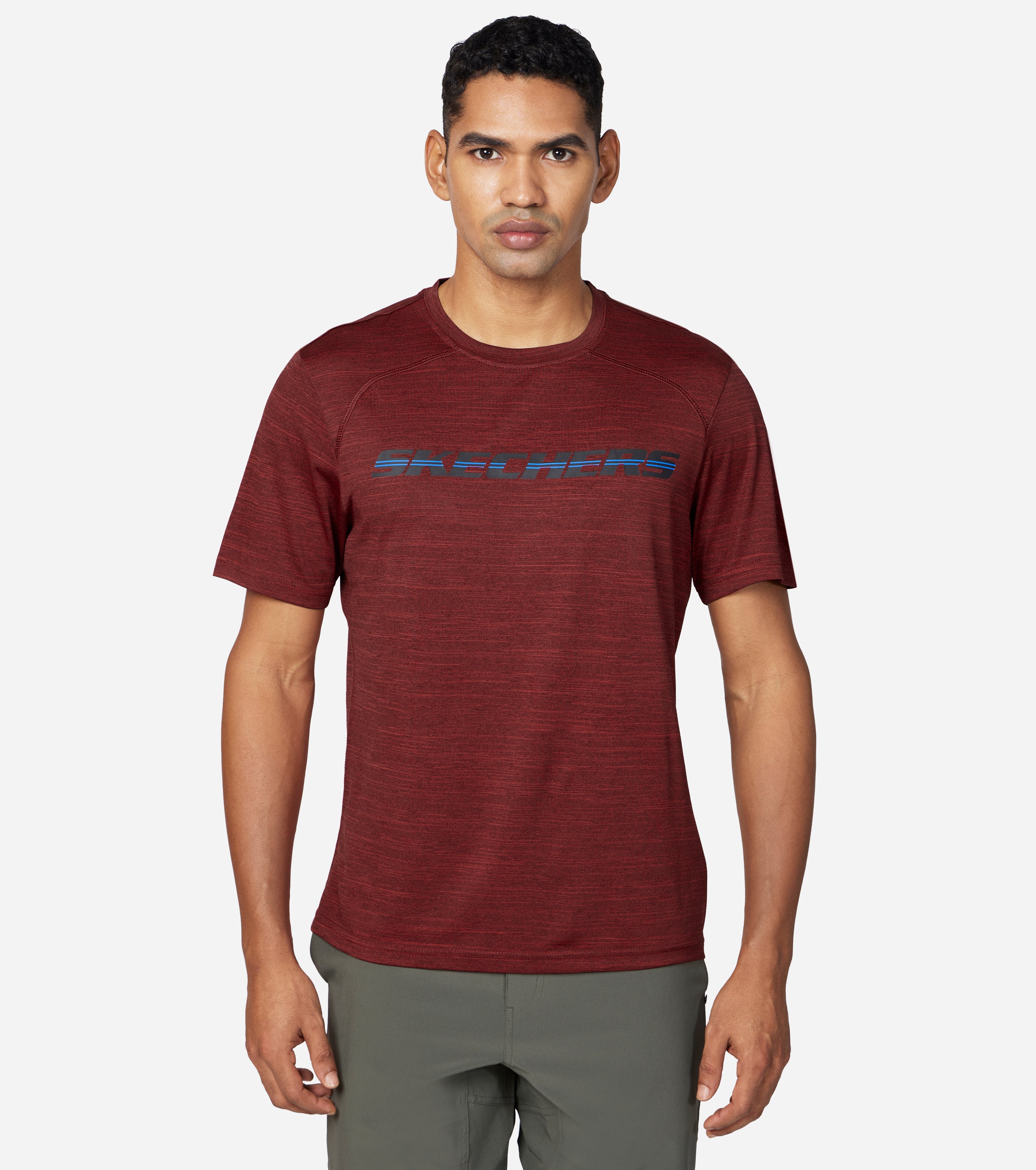 Side view of Skechers On The Road Motion T Men's crew-neck tee with breathable design