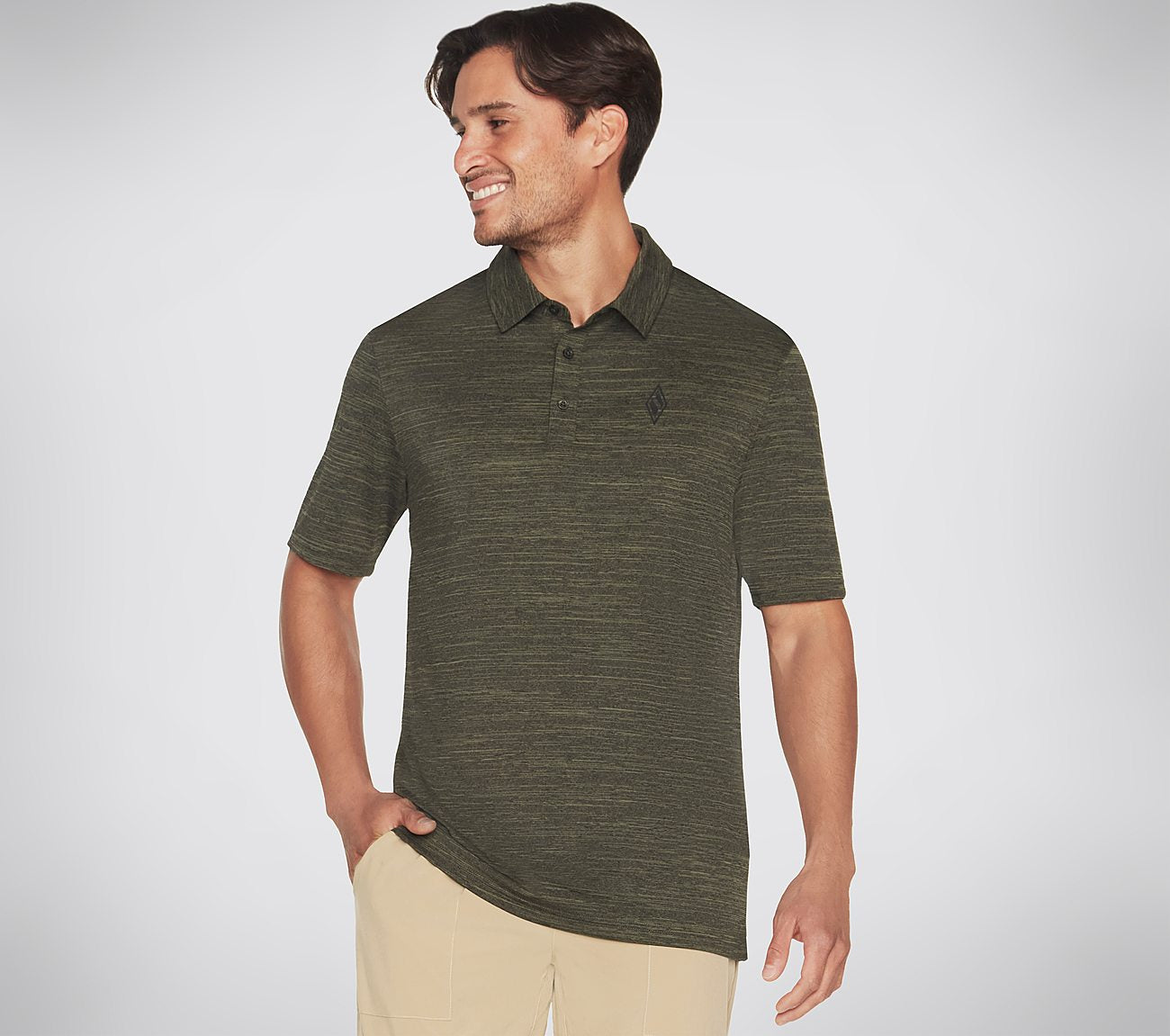 Front view of Skechers On The Road Men's Polo with sleek, breathable design