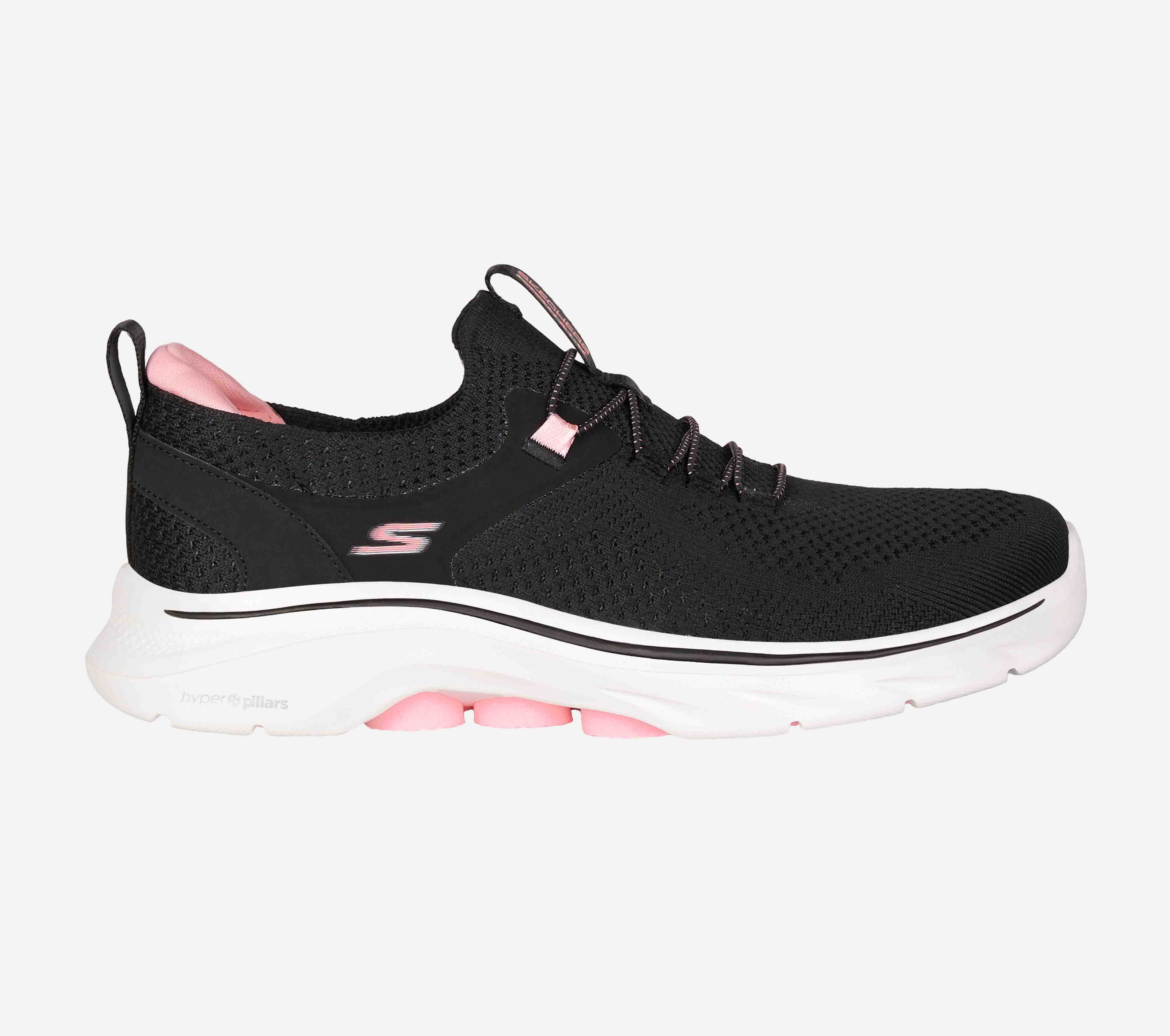 Side view of Skechers GO WALK 7 - Abie woMen's slip-on walking shoes showcasing the breathable mesh upper and sleek design