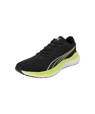 Side view of PUMA Men's Running Lace-Up Sneakers, showcasing the breathable upper, cushioned midsole, durable outsole, and iconic PUMA logo, designed for comfort and performance in running.