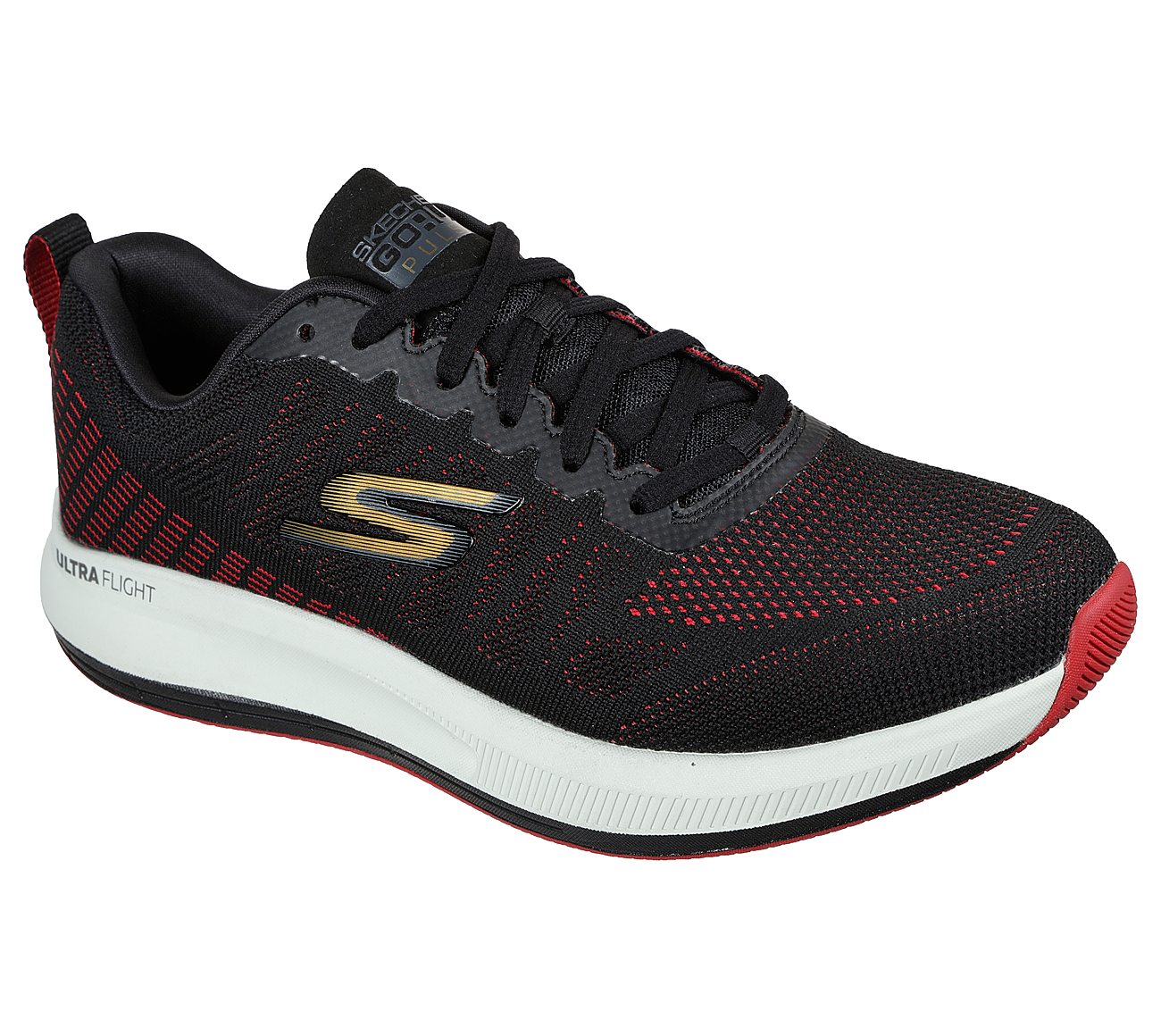 SKECHERS GO RUN PULSE - STRAD MEN'S LACEUP RUNNING SHOE - 220096-BKRD