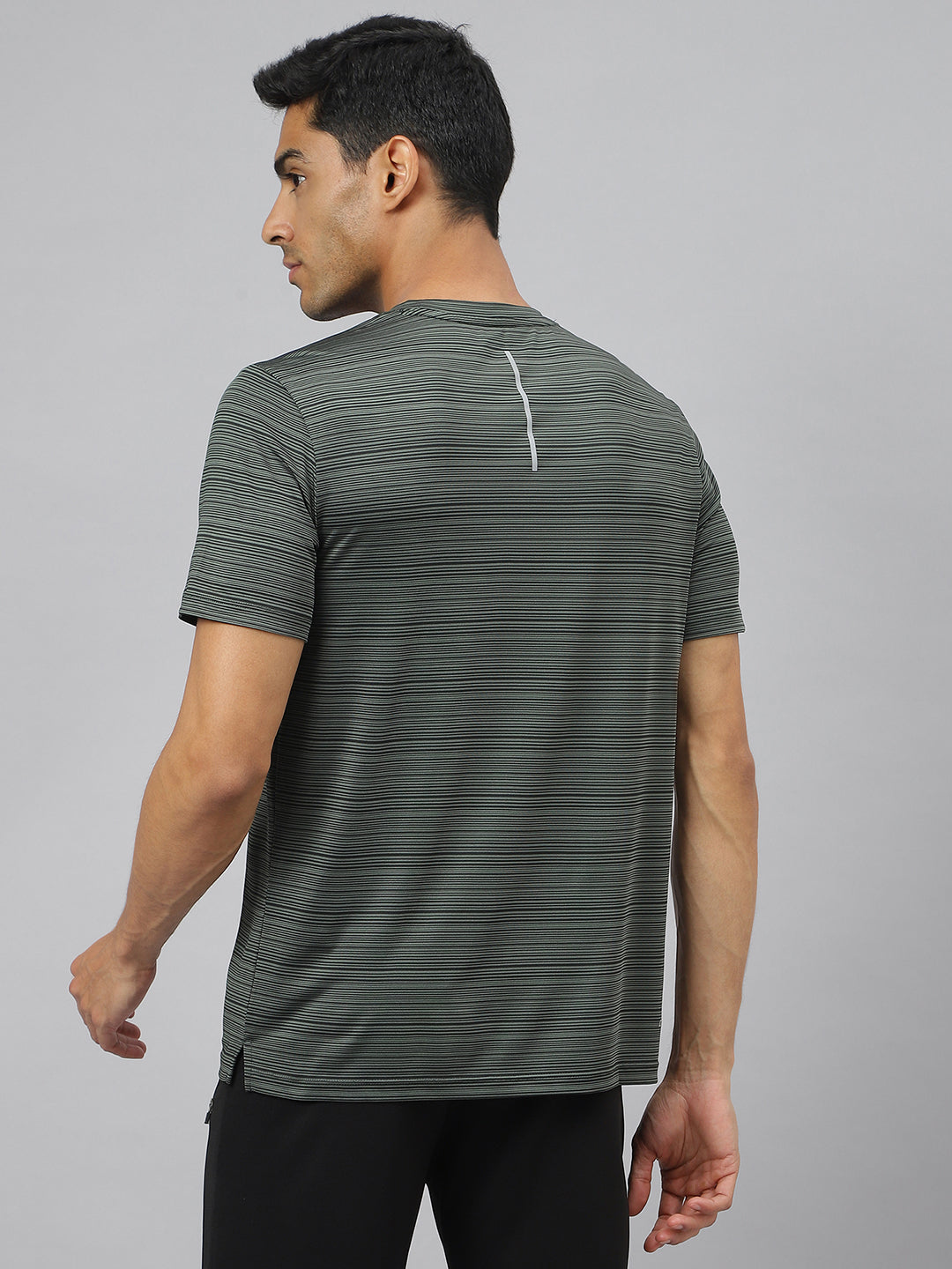 Alcis Men's Dark Green Stretch-X Anti-Static Slim-Fit Round Neck Running T-Shirt-AAMTEESM00058703