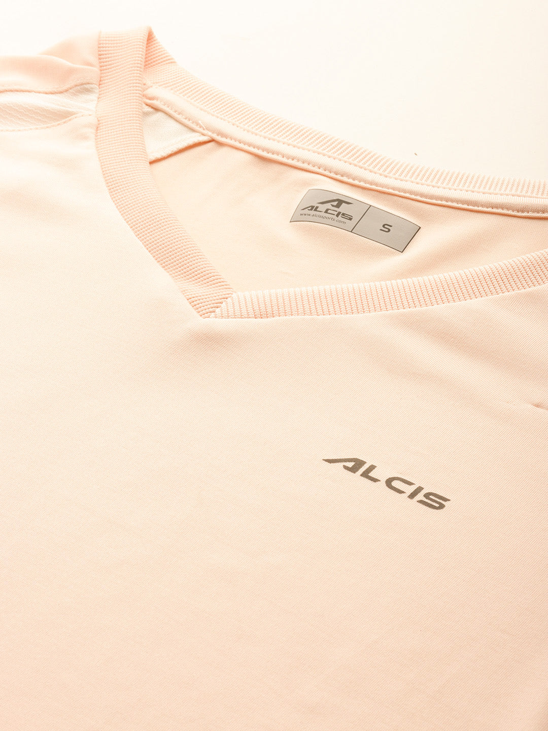 Alcis Women's Peach-Coloured Solid Round Neck Training T-shirt-WAS20R157630