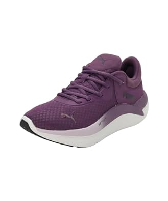 Side view of PUMA Women's Running Lace-Up Sneakers, showcasing the breathable upper, cushioned midsole, durable outsole, and iconic PUMA logo, designed for comfort and performance in running.