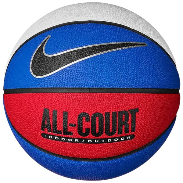 The image shows a vibrant unisex Nike inflatable basketball, highlighting its textured surface and grip for superior play.