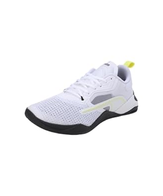 Side view of PUMA Men's Running Lace-Up Sneakers, showcasing the breathable upper, cushioned midsole, durable outsole, and iconic PUMA logo, designed for comfort and performance in running.