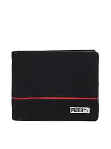 Side view of PUMA Unisex Lifestyle Wallet, showcasing the multiple compartments, durable material, and iconic PUMA logo, designed for both style and practicality.