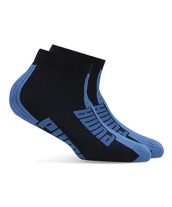 Side view of PUMA Unisex PO2 Socks, highlighting the soft fabric, reinforced toe and heel areas, and the iconic PUMA logo, designed for comfort and durability in everyday wear.