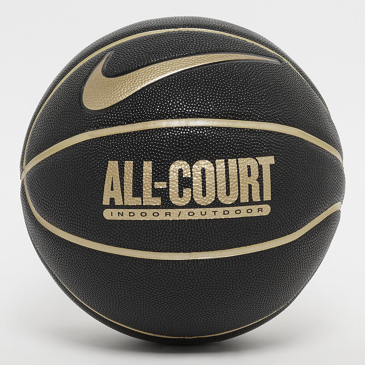 The image shows a vibrant unisex Nike inflatable basketball, highlighting its textured surface and grip for superior play.