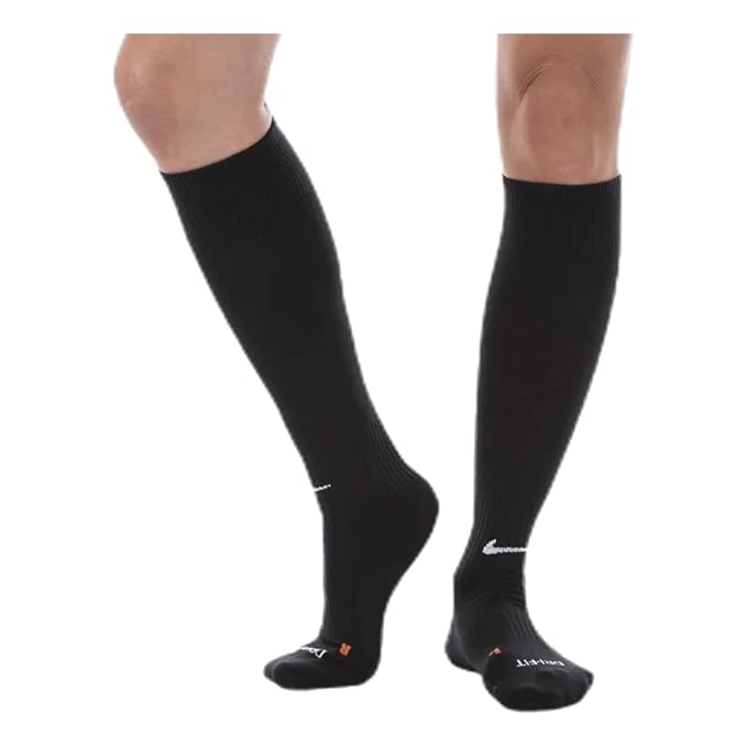 Close-up of the NIKE Classic Football Fit-Dri Socks in black, highlighting the sleek design, ribbed detailing, and reinforced zones for durability.