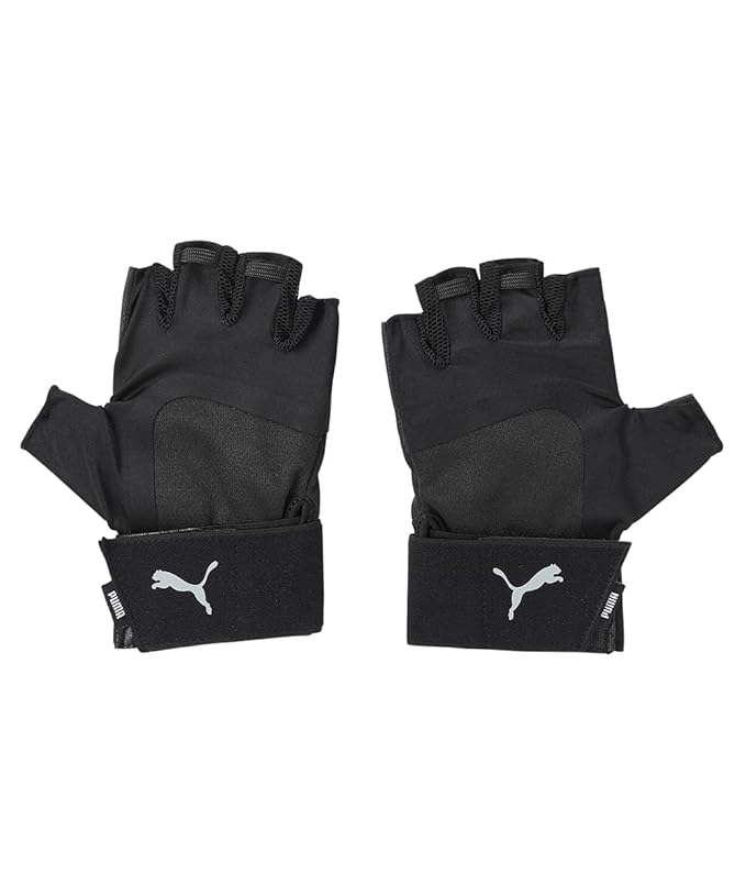 Close-up view of PUMA Men's Lifestyle Gloves, showcasing the soft fabric, snug fit, and signature PUMA logo, designed for warmth and style in colder weather.